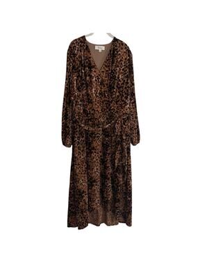 Nurture by Westbound Woman Velvet Maxi Dress 3X Brown Animal Print High Low Hem